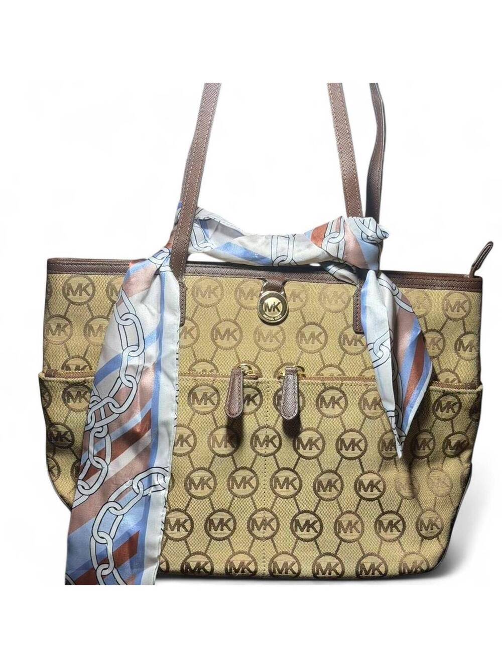 Michael Kors Logo Monogram Tote Bag with Scarf